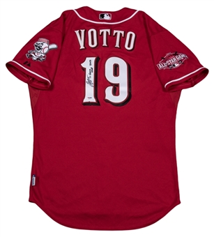 2015 Joey Votto Game Used & Signed/Inscribed Cincinnati Reds Red Alternate Jersey Worn on 8/27/15 (MLB Authenticated & PSA/DNA)